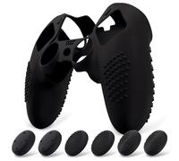 playvital Coque Protection pour ps5 Edge Manette,Housse Silicone avec 6 Capuchon Joystick pour ps5 Edge Controller Cover Skin,Anti-Dérapante Accessoire-Noir,3D Studded Edition