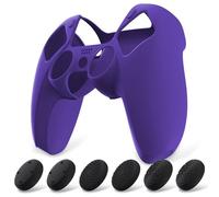 playvital Coque Protection pour ps5 Manette,Housse Silicone avec 6 Capuchon Joystick pour ps5 Grip Cover Skin Compatible avec Station de Charge-Violet,Pure Series