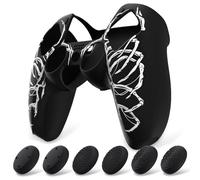 playvital Coque Protection pour ps5 Manette,Housse Silicone avec 6 Capuchon Joystick pour ps5 Grip Cover Skin Compatible avec Station de Charge-Sculpter Crâne,Pure Series