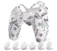 PlayVital Coque Protection pour ps5 Manette,Housse Silicone avec 6 Capuchon Joystick pour ps5 Grip Cover Skin Compatible avec Station de Charge-100 Dollars en Espèces,Pure Series