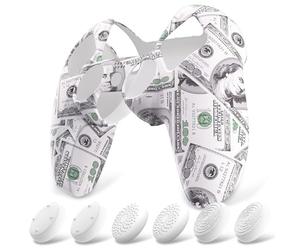 PlayVital Coque Protection pour ps5 Manette,Housse Silicone avec 6 Capuchon Joystick pour ps5 Grip Cover Skin Compatible avec Station de Charge-100 Dollars en Espèces,Pure Series