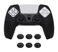 PlayVital Coque Protection pour ps5 Manette,Housse Silicone avec Capuchon Joystick pour ps5 Controller Cover Skin Antidérapante Compatible avec Station de Charge-Noir