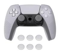 PlayVital Coque Protection pour ps5 Manette,Housse Silicone avec Capuchon Joystick pour ps5 Controller Cover Skin Antidérapante Compatible avec Station de Charge-Blanc Transparent