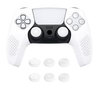 PlayVital Coque Protection pour ps5 Manette,Housse Silicone avec Capuchon Joystick pour ps5 Controller Cover Skin Antidérapante Compatible avec Station de Charge-Blanc