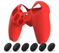 playvital Coque Protection pour ps5 Manette,Pure Series | Housse Silicone avec 6 Capuchon Joystick pour ps5 Grip Cover Skin Compatible avec Station de Charge-Rouge Passion