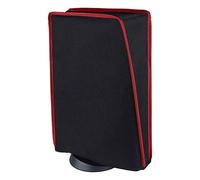 playvital Housse Anti-Poussière pour ps5 Accessoire Protection,Dust Cover pour ps5 Standard & Digital Console Cache-Poussière Nylon-Vertical,Noir & Rouge Garniture