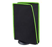 playvital Housse Anti-Poussière pour ps5 Accessoire Protection,Dust Cover pour ps5 Standard & Digital Console Cache-Poussière Nylon-Vertical,Noir & Vert Garniture