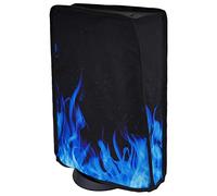 playvital Housse Anti-Poussière pour ps5 Accessoire Protection,Dust Cover pour ps5 Standard & Digital Console Cache-Poussière Nylon-Vertical,Flamme Bleue
