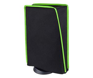 PlayVital Housse Anti-Poussière pour ps5 Accessoire Protection,Dust Cover pour ps5 Standard & Digital Console Cache-Poussière Nylon-Vertical,Noir & Vert Garniture