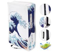 playvital Housse Anti-Poussière pour ps5 Slim Standard Console,Accessoire Protection pour ps5 Slim Cache-Poussière Nylon Dust Cover,Disc Edition-Vertical,Grande Vague Kanagawa