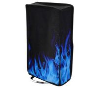 playvital Housse Anti-Poussière pour ps5 Slim Standard Console,Accessoire Protection pour ps5 Slim Cache-Poussière Nylon Dust Cover,Disc Edition-Vertical,Flamme Bleue