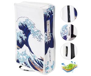 playvital Housse Anti-Poussière pour ps5 Slim Standard Console,Accessoire Protection pour ps5 Slim Cache-Poussière Nylon Dust Cover,Disc Edition-Vertical,Grande Vague Kanagawa