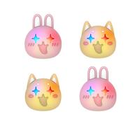 PlayVital LED Capuchon Protection pour ps5 Manette,Caps Joystick pour ps4 Cover de Stick Analogiques pour Xbox Series/One X S pour Nintendo Switch Pro Controller-Lapin & Chiot