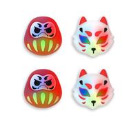 PlayVital LED Capuchon Protection pour ps5 Manette,Caps Joystick pour ps4 Cover de Stick Analogiques pour Xbox Series/One X S pour Nintendo Switch Pro Controller-Daruma & Kitsune