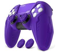 playvital pour ps5 Manette Coque Protection Accessoire avec Capuchon pour ps5 Controller Housse Silicone Cover Skin Compatible avec Station de Charge，Édition CyberMech-Violet