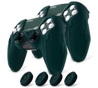 playvital pour ps5 Manette Coque Protection Accessoire avec Capuchon pour ps5 Controller Housse Silicone Cover Skin Compatible avec Station de Charge，Édition CyberMech 2 PCS-Vert Foncé