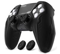PlayVital pour ps5 Manette Coque Protection Accessoire avec Capuchon pour ps5 Controller Housse Silicone Cover Skin Compatible avec Station de Charge，Édition CyberMech-Noir