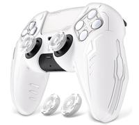 playvital pour ps5 Manette Coque Protection Accessoire,Blanc | avec Capuchon pour ps5 Controller Housse Silicone Cover Skin Compatible avec Station de Charge,Édition CyberMech