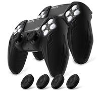 playvital pour ps5 Manette Coque Protection Accessoire,Noir-2PCS | avec Capuchon pour ps5 Controller Housse Silicone Cover Skin Compatible avec Station de Charge,Édition CyberMech