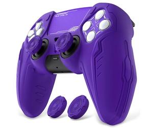 playvital pour ps5 Manette Coque Protection Accessoire,Violet | avec Capuchon pour ps5 Controller Housse Silicone Cover Skin Compatible avec Station de Charge,Édition CyberMech