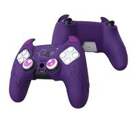 playvital Protection Manette pour ps5 Coque Housse Silicone avec Capuchon pour ps5 Joystick Grip et Sticker Pavé Tactile,Cover Skin Compatible avec Station de Charge,Cute Demon-Violet