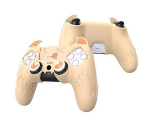 playvital Protection Manette pour ps5 Coque Housse Silicone,Orange | avec Capuchon pour ps5 Joystick Grip et Sticker Pavé Tactile,Cover Skin Compatible avec Station de Charge,Cute Demon