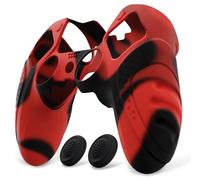 PlayVital Protection Manette pour ps5 Edge Coque Silicone avec Capuchon Joystick,Housse pour ps5 Edge Controller Protège Accessoires-Rouge & Noir，Guardian Edition