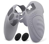 PlayVital Protection Manette pour ps5 Edge Coque Silicone avec Capuchon Joystick,Housse pour ps5 Edge Controller Protège Accessoires-Gris Métallisé，Guardian Edition