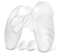 PlayVital Protection Manette pour ps5 Edge Coque Silicone,Blanc Transparent | Housse avec Capuchon Joystick pour ps5 Edge Controller Protège Accessoires-Guardian Edition