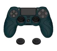 playvital Protection pour ps4 Coque Manette,Housse Silicone avec Capuchon Joystick pour ps4 Slim Pro Controller Skin Cover-Vert,Guardian Edition
