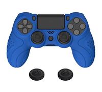 playvital Protection pour ps4 Coque Manette,Housse Silicone avec Capuchon Joystick pour ps4 Slim Pro Controller Skin Cover-Bleu,Guardian Edition