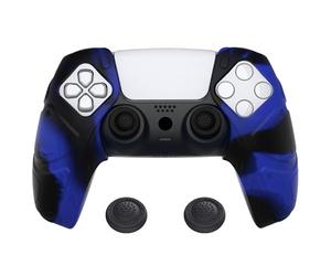 playvital Protection pour ps5 Coque Manette,Édition Méca-Bleu & Noir | Housse Silicone avec Capuchon pour ps5 Grips Joystick Controller Cover Skin Compatible avec Station de Charge