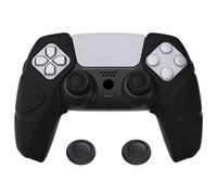PlayVital Protection pour ps5 Coque Manette,Housse Silicone avec Capuchon pour ps5 Grips Joystick Controller Cover Skin Compatible avec Station de Charge,Édition Méca-Noir