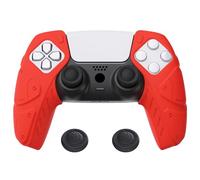 PlayVital Protection pour ps5 Coque Manette,Housse Silicone avec Capuchon pour ps5 Grips Joystick Controller Cover Skin Compatible avec Station de Charge,Édition Méca-Rouge Passion