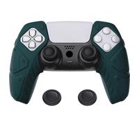 PlayVital Protection pour ps5 Coque Manette,Housse Silicone avec Capuchon pour ps5 Grips Joystick Controller Cover Skin Compatible avec Station de Charge,Édition Méca-Vert
