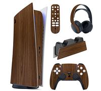 PlayVital Sticker Skin pour ps5 Manette Autocollant Protection pour ps5 Controller,Habillages Accessoire pour Digital Console&Casque&Station de Charge&Télécommande Média-Grain de Bois