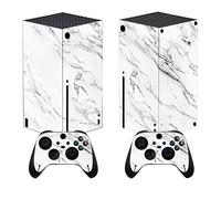 PlayVital Stickers Manette pour Xbox Series X,Autocollant Protection pour Xbox Series X Console Accessoires Skin Habillages-Marbre Blanc Moderne