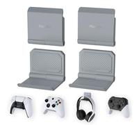 playvital Support pour ps5 Manette/Console/Casque Mural,Porte pour ps4 Controller Stand Holder pour Nintendo Switch Pro pour Xbox Wireless Headset,Fold Socle Base 4 PCS-Gris