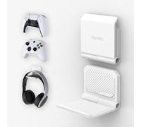 playvital Support pour ps5 Manette/Console/Casque Mural,Porte pour ps4 Controller Stand Holder pour Nintendo Switch Pro pour Xbox Wireless Headset,Fold Socle Base 2 PCS-Blanc