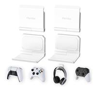 playvital Support pour ps5 Manette/Console/Casque Mural,Porte pour ps4 Controller Stand Holder pour Nintendo Switch Pro pour Xbox Wireless Headset,Fold Socle Base 4 PCS-Blanc