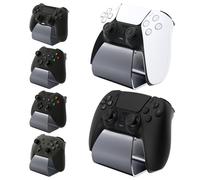 playvital Support pour ps5,Porte Manette pour ps4 Socle pour Xbox Series/One X S,Stand-AL Controller Holder Métal pour Switch Pro avec Caoutchouc Antidérapant-Gris(2PCS)