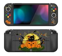 playvital ZealProtect Coque de Protection Souple pour Nintendo Switch OLED, Coque de Protection Flexible Joycon pour Nintendo Switch OLED avec Capuchons pour Pouce et Boutons ABXY - Nuit de Lune
