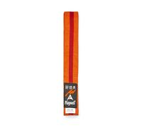 Playwell Ceinture d'arts martiaux en coton coloré avec différentes bandes de couleur - (karaté, judo taekwondo), Ceinture orange avec rayures rouges, 220cm