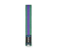 Playwell Ceinture d'arts martiaux en coton coloré avec différentes bandes de couleur - (karaté, judo taekwondo), Ceinture verte avec rayures violettes, 250cm