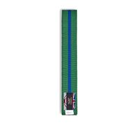 Playwell Ceinture d'arts martiaux en coton coloré avec différentes bandes de couleur - (karaté, judo taekwondo), Ceinture verte avec rayures bleues, 220cm