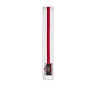 Playwell Ceinture de classement colorée à Rayures en Coton pour Arts Martiaux - Ceinture Blanche avec Bande Rouge (220 cm)