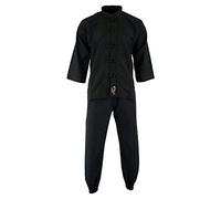 Playwell Elite Kung Fu Microfibre Ultra Léger Uniforme Entièrement Noir : Enfants - Noir, 00/120CM
