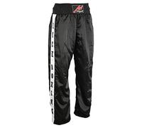 Playwell Full Contact Noir Compétition Kickboxing Pantalon avec Patchs - Noir, 3/160cm