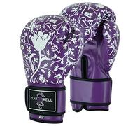 Playwell Gamme pour débutants : gants de boxe pour femmes, filles, série Purple Flower (227 g)