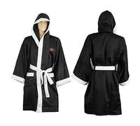Playwell Peignoir de Boxe Anglaise Long en Satin - Noir - Taille XL